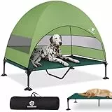 CJYMMFAN Erhöhtes Hundebett mit Baldachin, erhöhtes Outdoor-Hundebett mit leistungsstarken Anti-Rutsch-Füßen, tragbares Haustierbett mit größerem Schatten, erhöhtes Kühlbett für große Hunde für