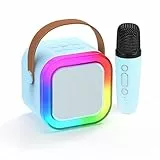 Fede Karaoke Maschine für Kinder Erwachsene, Mini Karaoke Maschine mit 2 Mikrofonen, Tragbarer Bluetooth-Lautsprecher mit Stimmeffekten & LED-Lichtern, Geschenke Spielzeug für Mädchen und Jungen