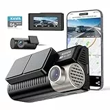 KAWA Echt 4K Dashcam Vorne Hinten, AI-ISP Echtfarben-Nachtsicht, 3.16' IPS Bildschirm, GPS, G-Sensor, AI Parkplatz Bewegungserkennung, WDR, UHD 4K+1080P Dashcams mit 64G Micro SD Karte, D11