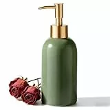 Hejo 350ml Seifenspender Keramik mit Goldpumpe, Nachfüllbarer Seifenspender Bad, Praktischer Spülmittelspender Küche - für Handseife, Lotion, Waschküche, Badezimmer & Küche (Grün)