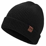 ricema Winter Beanie Mütze Damen Herren Warme Wintermützen Thermo Strickmütze Laufmützen Dehnbare Weiche Unisex, Geschenke für Männer und Frauen, Schwarz