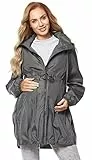 Be Mammy Damen Parka Übergangsjacke Herbstjacke Umstandsjacke BE20-213 (Grau, 36)