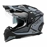 O'NEAL | Motorradhelm | Enduro Motorrad | Ventilationsöffnungen für maximalen Luftstrom & Kühlung, integrierte Sonnenblende | Sierra Helmet R V.24 | Erwachsene | Schwarz Grau | Größe XL