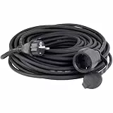 as - Schwabe Gummi-Verlängerungsleitung – 15 m Kabel mit Schutzkontaktstecker, Schutzkontaktkupplung inkl. Schutzkappe ­– 230 V / 16 A Verlängerungskabel – IP44 – Made in Germany – Schwarz, 60335