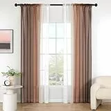 MIULEE Gardine Vorhänge Hellkaffee Transparente Wohnzimmer Modern Gardine Zweifarbiger Schiebevorhänge Vorhänge Gardinenschals Schlafzimmer 2er Set 140x260cm