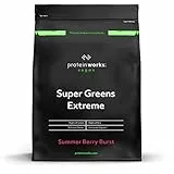 Protein Works | Super Greens 360 – GOLD Innovation, erweitertes Greens-Pulver, 159 Gesundheitsvorteile, Antioxidantien, Superfoods & Adaptogene, vegan, Sommerbeeren-Explosion, 20 Portionen, 250g
