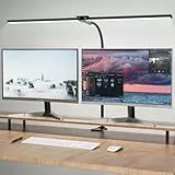 Hensam LED Schreibtischlampe Dimmbar zum Homeoffice, 1800 LM Augenschutz Tageslichtlampe mit 5 Farbtemperatur, Schwanenhals Tischlampe mit Klemmbar, 80cm, Schwarz