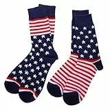 Amosfun 2 Paar Baumwollsocken mit amerikanischer Flagge, gestreiftes Design, Socken für Herren