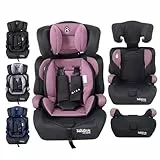 FableKids Kinderautositz 9-36 kg | 3-Punkt-Sicherheitsgurt | Autokindersitz ab 15 M. | Autositz für Kinder 76-150 cm | Kindersitz einstellbare Kopfstütze ECE R129/03 | Verstellbar | Pink