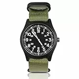 Vicloon Herren Armbanduhr, Quarzuhr Armbanduhr, Japanisches Quarzwerk, minimalistisches analoges Zifferblatt Canvas Stoff Band Herren Uhr täglich Armbanduhr Solar Movement(Armeegrün)