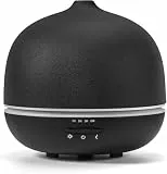JESMAY Keramik Aroma Diffuser-Diffusor für Ätherische Öle 500 ml,Schwarz Luftbefeuchter，7-Farbiger Umgebungslichtstreifen, mit Timer, wasserfreie automatische Abschaltung