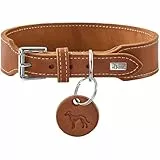 HUNTER Halsband Aalborg EXTRABREIT Farbe Cognac, extra breit, weiches Softleder, mit eleganter Kontrastnaht, Made in Germany, Größe 50