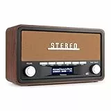 Audizio Foggia, Retro Radio, DAB Plus Radio, Bluetooth, Batterie- Netzbetrieb, Radiowecker, FM, 20 Speicherplätze, AUX, Alarm Küchenradio Vintage, Kupfer Orange