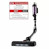 Rowenta X-Force Flex 9.60 Allergy kabelloser Akku-Stabstaubsauger, 100 Air Watt, herausnehmbarer Akku, bis zu 45 Min. Laufzeit, kompakt, Flex-Gelenk, LED-Düse, Lila-Schwarz, RH2038