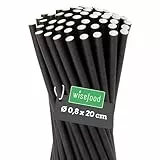 Wisefood® Strohhalme Papier [20 cm Ø 8] Party Deko [Schwarz] alternative Strohhalme Plastik-frei für Geburtstag Hochzeit DIY [100 Stk.] für Cocktail Getränke Cola Energy Drink Wasser Limo BIO