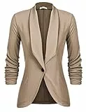 UNibelle Blazer Damen Elegant Sportlich Longblazer Business 3/4 Ärmel lang Jacke Slim Fit Sommer, Dunkel Khaki, L