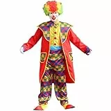 thematys Komplettes Clown Kostüm-Set – Inkl. Perrücke, Fliege, Nase & Handschuhe, Ideal für Fasching & Halloween (Style001)