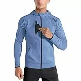 BROKIG Leichte Hoodie Herren,Schnelltrocknende Laufjacke Atmungsaktives Kapuzenpullover Trainingsjacke mit Reißverschluss(Azurblau,M)