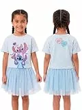 Disney Lilo & Stitch Mädchen T-Shirt & Rock, Angel & Stitch Mädchen Outfit-Set, Glitzernde Sommerkleidung für Kinder 104
