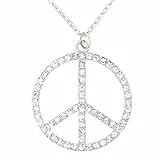 Widmann 03557 - Strasskette Hippie, Peace-Zeichen, Schmuck, Gliederkette, Karneval, Mottoparty