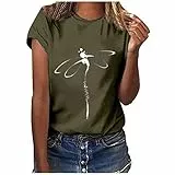 MeiLyviba T-Shirt Damen Sommer Kurzarm Mode Hemd Bluse O-Ausschnitt Motiv Sommershirt Oberteil Tops Pullover Casual Rundhals Damenbluse Kurzen Ärmel