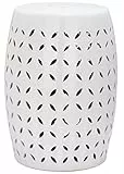 Safavieh EAC4509A Gartenhocker für Innen/Draußen, Glasierte Keramik, weiß, 33 x 33 x 46.99 cm