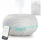 Simpeak Aroma Diffuser 550ml, Ultraschall Raum Diffuser Holz für ätherische Öle, Aromatherapie Düfte Luftbefeuchter mit Fernbedienung, Weiß