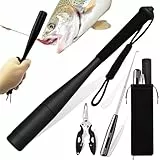 YUJUVI Fischtöter Angelzange 3-teiliges Angelzubehör Hakenlöser Fischbetäuber Set Aluminium Fisch Totschläger Angeln Zange Disgorger Forelle Angel Werkzeug mit Tasche (Schwarz)