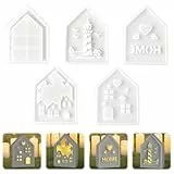 ChilArt 5 Stück Silikonformen Gießformen Häuser,Silikonform Haus,Gipsformen zum Gießen, Silikon Gießform Häuser für DIY Handwerk,Geschenke für Mama, Papa und Freundin