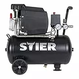 STIER Kompressor LKT 240-8-24, 1100 W, max. Druck 8 bar, 24 Liter Tank, 21 kg, geeignet für Anwendungen z.B. mit Ausblaspistolen, Farbspritzpistolen, Blindnietenpistolen
