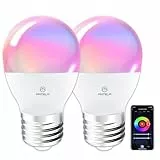 ANTELA Alexa Glühbirne E27 G45 5W 470LM Smart WLAN LED RGB Dimmbare Birne Lampe, App Steuern Kompatibel mit Google Home, Warmweiß (2700K) Kaltweiß (6500K) Licht, 2PCs