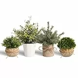 YVONNEYI 4 Stück Künstliche Pflanzen, Kunstpflanze Klein für Home Decoration, Künstliche Pflanzen wie echt für Wohnzimmer Schlafzimmer Badezimmer Küchen Zimmer Zuhause Innen Deko (007, 4 Stück)