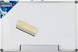 Idena 568019 Whiteboard mit Aluminiumrahmen und Stiftablage (40x60 cm, mit Holz Löscher, 1)