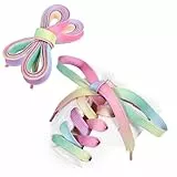 Tweruna 2 Paar Regenbogen Schnürsenkel, 122 cm Lang Rainbow Schuhbänder, Schnürsenkel Breit mit Farbverlauf für 5-6 Löcher Sportschuhe, Freizeitschuhe, Canvas Schuhe