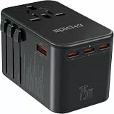EPICKA Reiseadapter Weltweit, GaN Universal Reisestecker 75W PD Schnellladegerät, Travel Adapter mit 3 USB-C, 2 USB-A, Internationaler Steckdosenadapter für DE USA UK Japan Thailand TA-105Max