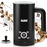 YASHE 4-IN-1 Edelstahl Milchaufschäumer, 10oz/300ml Milchschäumer für Perfekte Lattes, Cappuccinos, Macchiato & Heiße Schokolade, Schnell & Einfach zu Reinigen, mit Dichtem Samtigem Schaum