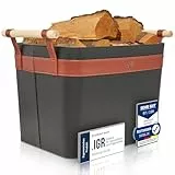 OAKAGE® Holzkorb für Kaminholz Groß aus veganem Leder Kaminholzkorb Feuerholzkorb Brennholzkorb Kaminkorb | Korb Single
