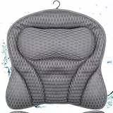 Badewannenkissen Nacken,Badekissen für Badewanne,4D Mesh Kissen für Badewanne mit 6 Saugnäpfen,Badekissen mit Ergonomischer Passform,Stützt Kopf,Nacken,Schultern,Rücken,für Home,Spa,Grau