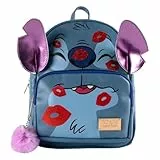 Cerdà Disney Lilo und Stitch Rucksack - Kunstleder - Stitch-Motiv Küsschen - Blau
