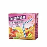 Durstlöscher Multivitamin 24 x 500 ml: Erfrischungsgetränk mit Fruchtsaft aus 12 Früchten, Pfandfreies Trinkpäckchen, Vegan, Fruchtsaftgetränk ohne Kohlensäure, Ideal Für Unterwegs & Zuhause
