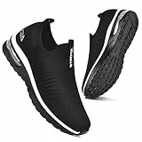 Littleplum Damen Slip On Sneakers Leicht Turnschuhe Bequem Atmungsaktiv Mesh Sneakers Damen Sportschuhe,Schwarz Weiß,36 EU