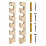 MiOYOOW Angelrutenhalter, Horizontaler Rutenständer, An Der Wand Montierter Angelrutenständer aus Holz für 5 Ruten, Angelrutenregal Aufbewahrungs Organizer für Die Bootsgarage