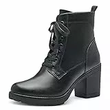 MARCO TOZZI Damen Stiefeletten mit Absatz aus Kunstleder zum Schnüren, Schwarz (Black), 40 EU