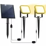 NATPOW Solar Gartenstrahler 3000K Warmweiß, 2-in-1 Solarstrahler für Außen Garten, IP65 Wasserdicht, 2 Lichtmodi, Auto-ON/OFF, Aluminiumgehäuse Solarlampen für Bäume, Hof, Gartenweg, Terrasse(3000K)
