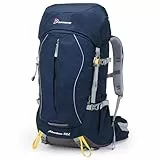 Mountaintop 50L Trekkingrucksack Reiserucksack Damen Herren mit Regenschutz für Trekkingtouren, Auslandsreise,Wanderwoche, 73 x 32 x 21 cm， Blau