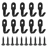 Tinsellns 10 Stück Mini Wandhaken Kleiderhaken Schwarz Einzelhaken Metall Garderobenhaken Klein mit 10 Schrauben für Schlüsselbrett, Schlafzimmer, Wohnzimmer und Küche