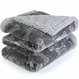 PETTOM wasserdichte Hundedecke, 145 * 127cm Sherpa Fleece Haustierdecke, Hundedecke Sofaschutz Waschbar Beidseitige, Grau