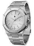 SAPPHERO Uhren Herren 30M wasserdichte Armbanduhr Herren Edelstahl Achteckig Herrenuhr Silber Quarz Japanische Uhrwerke Business Casual Leuchtende Uhr mit Date