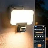 OREiN Smart LED Strahler mit Bewegungsmelder 28W/3000lm, CCT Außenleuchte 2700/4000/6500K, Gruppensteuerung & Zeitplan, verbesserte Montage, IP65 Intelligente Wandlampe für Hof/Haustür, Schwarz