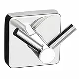 Kapitan Quattro Doppelhaken Doppelt Handtuchhaken Selbstklebend Haken Wandhaken 18/10 Edelstahl Quadratischer Stil Made in der EU, 20 Jahre Garantie